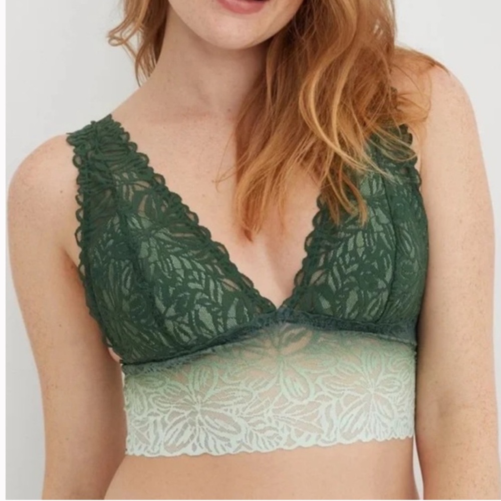 Aerie Forest Green Lace Bralette